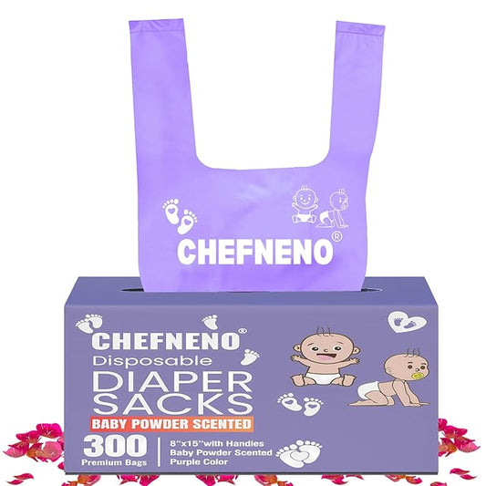 Baby Diaper Bag Disposable (300 ct.) Fresh Baby Powder Scented Easy Tie Handles Scented Diaper Sacks Disposable Dog Poop Waste Bags Cat Litter Clump & Poop Bags Sanitary Pad Waste Bags (300 Bags)