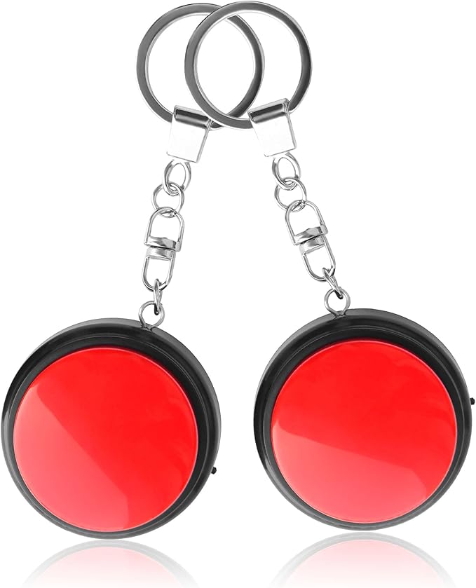 Recordable Talking Button with Keychain, 20s Voice Recording Time Sound Button Answer Buzzers Funny Buttons Record Your Own Words Also Used for Dog Pack of 2 - Red and Black (Battery Included)