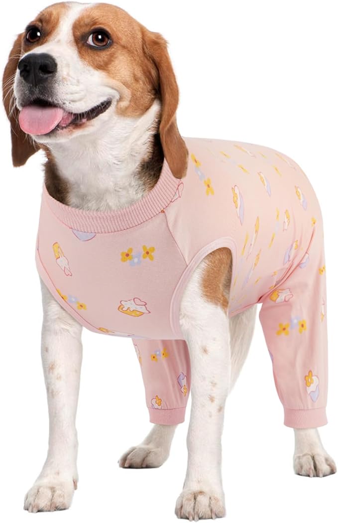Kuoser Dog Recovery Suit for Back Legs,Soft Dog Surgery Suit with Sleeves to Stop Licking,Dogs Recovery Sleeve Elbow Protector Pet Surgical Onesie for Abdominal Wounds Cone Alternative,PinkCake M