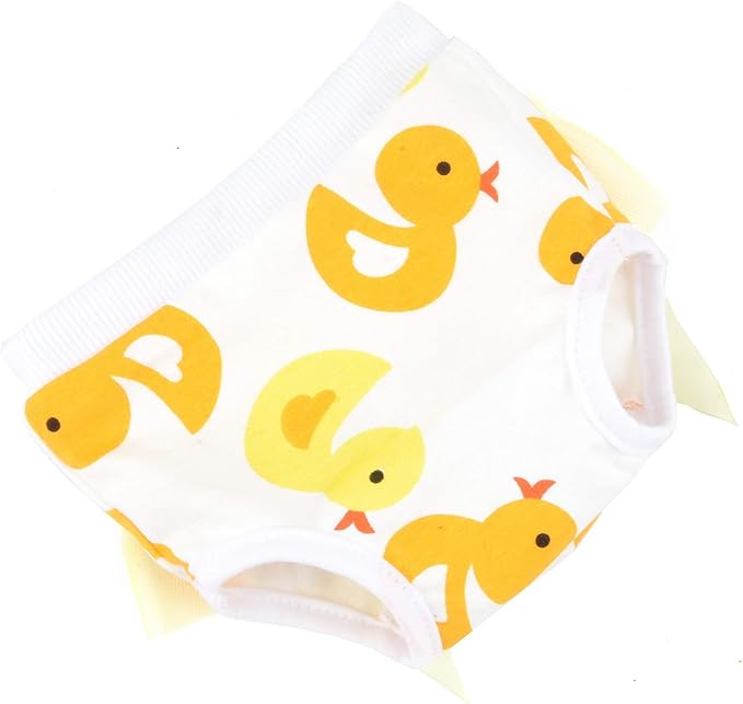 SELMAI Adorable Dog Physiological Shorts Diaper for Dogs Female in Heat Reusable Washable Doggy Kitten Underwear Pants for Small Medium Puppy Cat Girl Doggie Menstrual Nappies All Seasons Yellow L