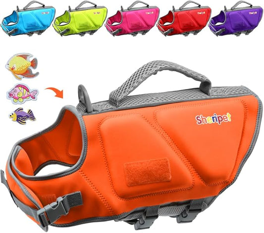 Dog Life Jacket, Good Visibility Dog Life Vests for Swimming with Reflective Stripes and Rescue Handle, Pet Flotation Vest Suit for Small Medium and Large Dogs, Medium