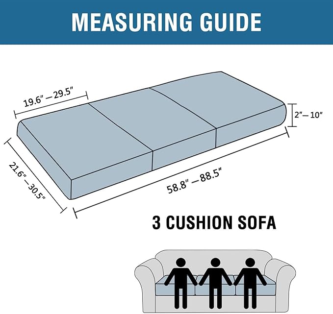 H.VERSAILTEX Jacquard Couch Cushion Covers High Stretch Sofa Covers for 3 Cushion Couch Furniture Protector Spandex Anti-Slip Soft Thickened Slipcovers Diamond Pattern(3 Seat Covers, Grey)