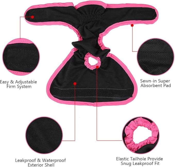 AYNEFY Dog Menstrual Pant, Breathable Cotton Washable Female Dog Diaper, Suspender Nappy, Menstrual Underwear Pants for Girl Female Dog Menstruation, Avoid Harassment (XL, Black)