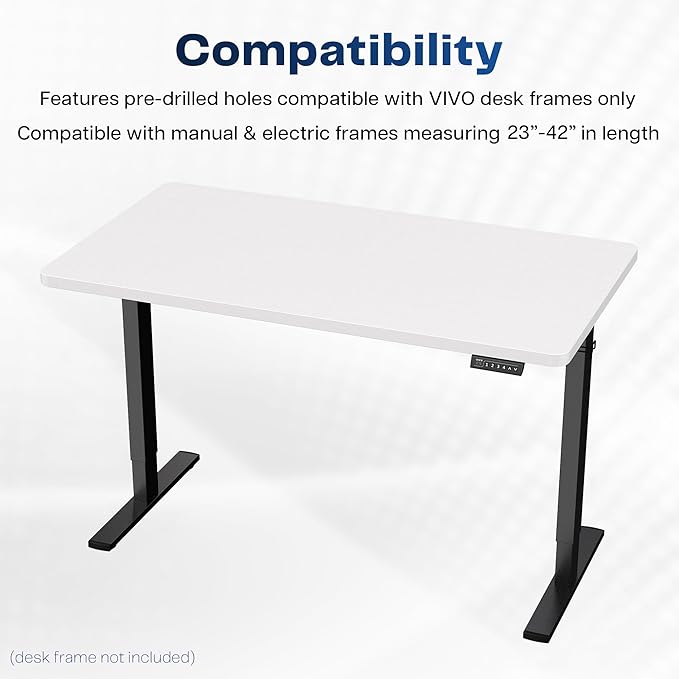VIVO White 43 x 24 inch Universal Solid One-Piece Table Top for Standard and Sit to Stand Height Adjustable Home and Office Desk Frames, DESK-TOP43W