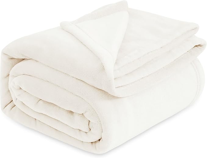 Bedsure GentleSoft Fleece Throw XL Blanket Cream - 300GSM Soft Lightweight Plush Cozy Blankets for Bed, Sofa, Couch, Travel, Camping, 50x70 inches