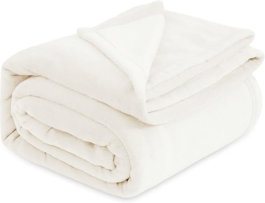 Bedsure GentleSoft Fleece Throw XL Blanket Cream - 300GSM Soft Lightweight Plush Cozy Blankets for Bed, Sofa, Couch, Travel, Camping, 50x70 inches