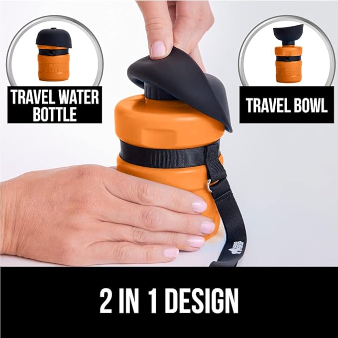 GORILLA GRIP Dog Water Bottle, Portable Water Bowl Dispenser for Dogs, 12 oz Leak Proof Pet Travel Squeeze Bottles, Food Grade Silicone, to Go Puppy Essentials, Hiking Camping Trip Accessories, Coral