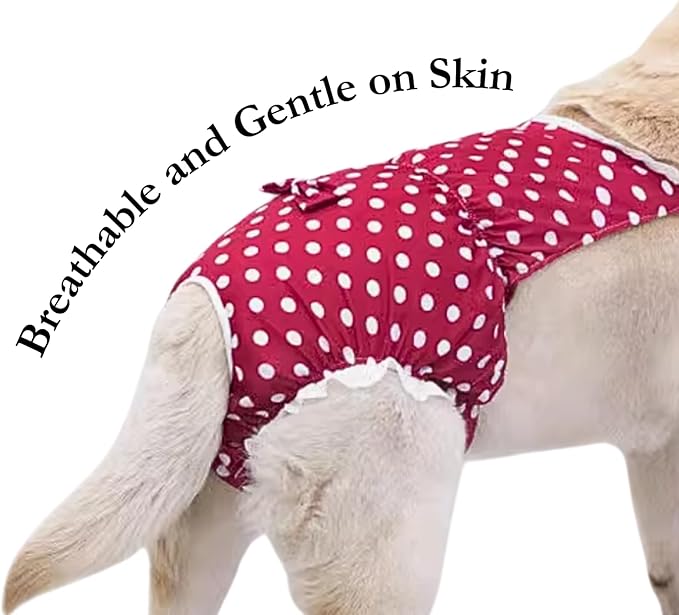 Dogs Heat Protection Washable Onesie Suit, Period Care (with Pads) for Female, Behavioral Control (with Diapers) for Male (red,Medium)