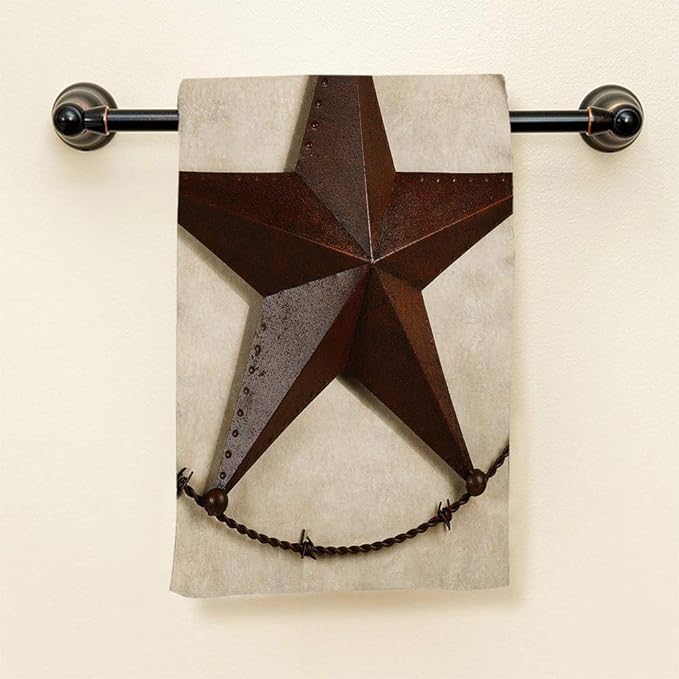 HGOD DESIGNS Texas Star Towels, Rusty Iron Western Star Soft Bath & Kitchen Towels, Spa Hotel Hand Towels 15"X30"
