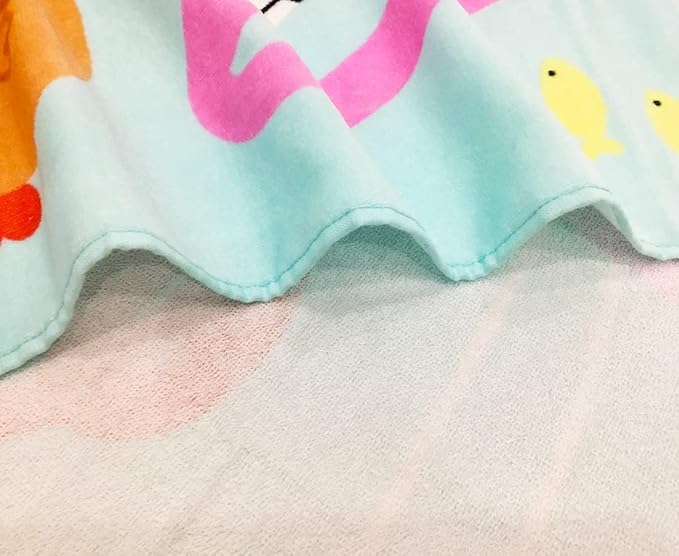 YIFONTIN Beach Towel for Kids Velour Terry Blanket Throw 100% Cotton 25.5X51 inches for Swimming Bath Travel Camping and Picnic, Flamingo Lobster Octopus.