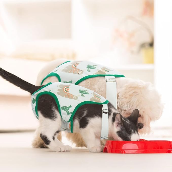 QBLEEV Dog Diapers Female Washable Sanitary Pantie with Adjustable Suspender, Reusable Doggie Diapers for Male Girl Dogs in Heat, Pet Period Panties Dog Underwear Jumpsuits for Teddy French Bulldog L