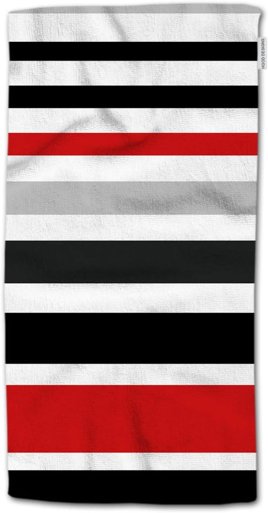 HGOD DESIGNS Strip Hand Towels Multicolo Striped Black Red Soft Hand Towel for Bathroom Kitchen Yoga Gym Decorative Towels 15"X30"
