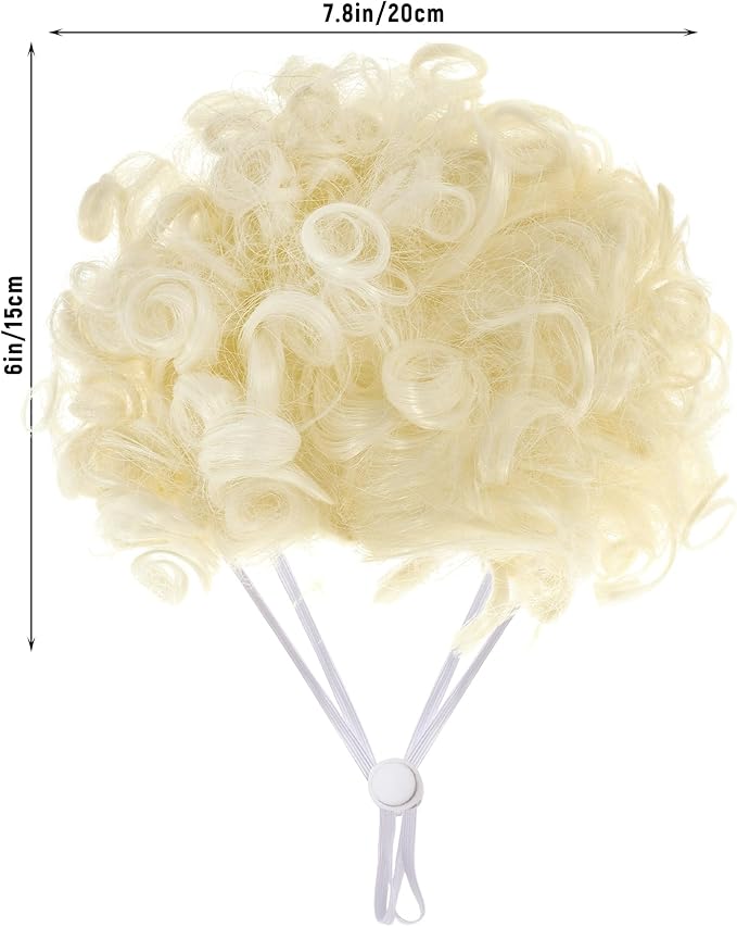 1 Pcs Funny Pets Wigs for Dog, Blonde Curly Dog Wig Adjustable Pet Wigs for Halloween Pet Costume Accessories for Christmas, Parties, Festivals Cosplay (Gold)