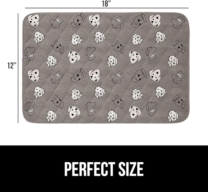 GORILLA GRIP Washable Puppy Pads, 18x12, Slip Resistant Dog Crate Mat, Waterproof Cloth Pee Pad for Training Puppies in Playpen, Reusable Pet Incontinence Blanket, Protects Sofa, Dog Faces
