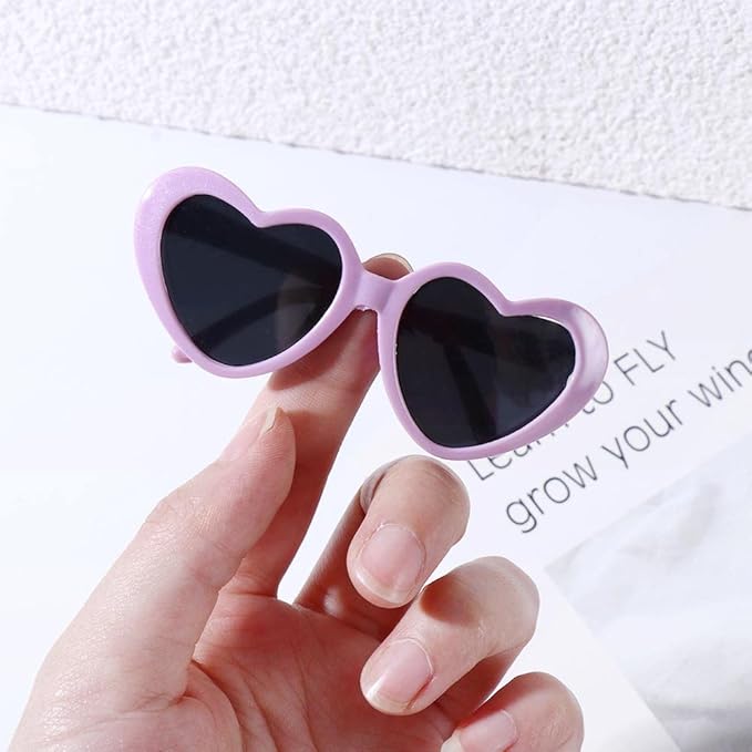 Vctitil 9 Pcs Dog Cat Sunglasses Cute Heart Pet Glasses Photo Props Eyewear Multicolor Cosplay Glasses Dolls Sunglasses Pet Accessories