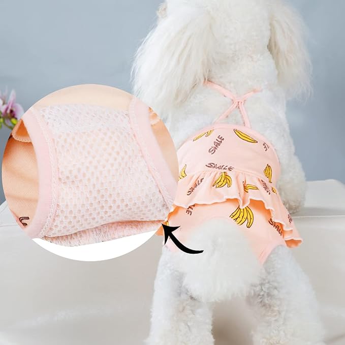 2 Pieces Dog Diaper with Suspender Washable Sanitary Pantie Reusable Puppy Sanitary Pants Cute Pet Underwear Diapers Jumpsuits for Small Female Dogs Girl in Heat Period (L)