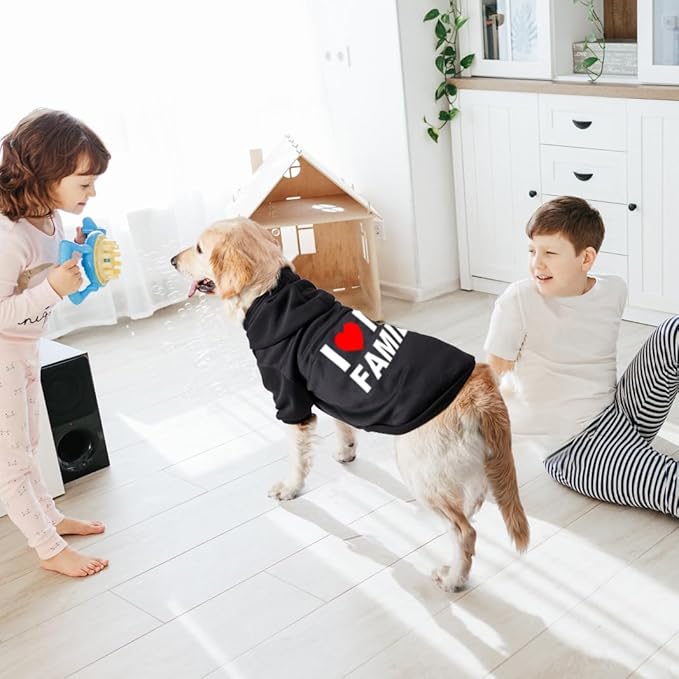 GreenJoy Dog Sweater Dog Hoodie Cold Weather Coat Hooded Sweatshirt for Puppies,Cats, Small Medium Large Dogs (Black(Family), X-Large)
