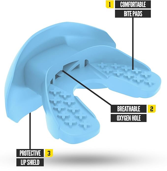 Nxtrnd One Football Mouth Guard, Strap Included, Fits Adult & Youth (Light Blue)