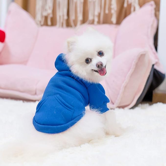 KOOLTAIL Dog Hoodie for Large Medium Small Dogs,Soft and Warm Pet Sweater with Leash Hole and Pocket Boy Girl,Puppy Fall Winter Jacket Clothes,French Pitbull Cold Weather Coat Sweatshirt,Blue M