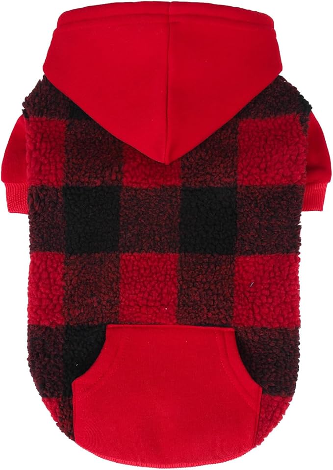 PUPTECK Dog Hoodie Puppy Sweatshirt Warm Dog Sweater Winter Clothes Cold Weather Coats for Small Medium Large Dogs, Red, M