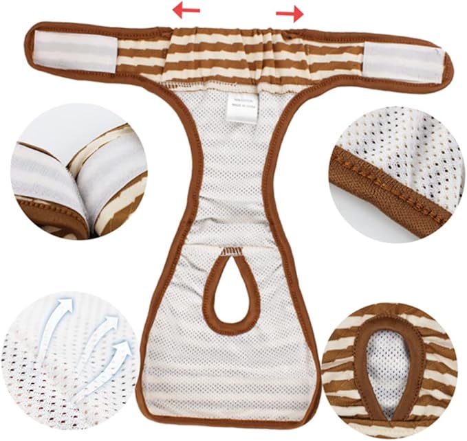 SUPVOX 1pc Pet Diaper Pants Dog Puppy Female Stripe Pattern Shorts Panties Menstruation Underwear Comfortable Cotton Size l