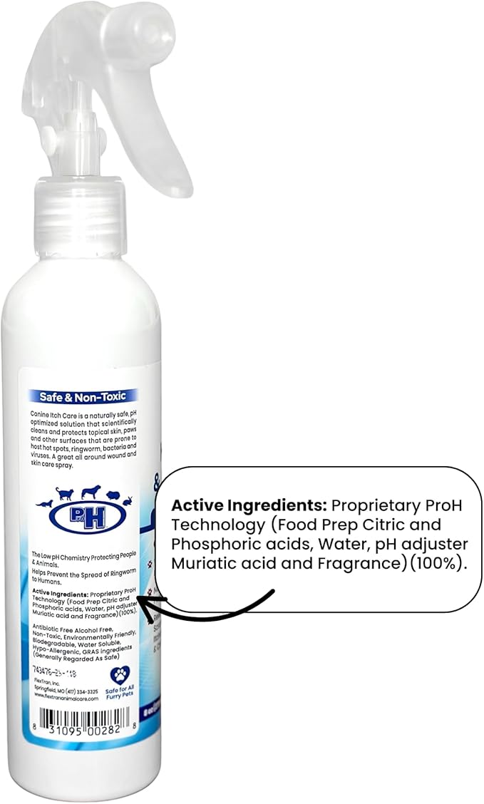 Canine Itch Care Hot Spot Spray & Itch Relief For Dogs. Remedy for Dog Itching, Dry Skin, Rash, Ringworm, Dermatitis, Itchy Paw, Irritation on Skin, Skin Allergy, Wound Care. 8 oz Ready To Use Spray