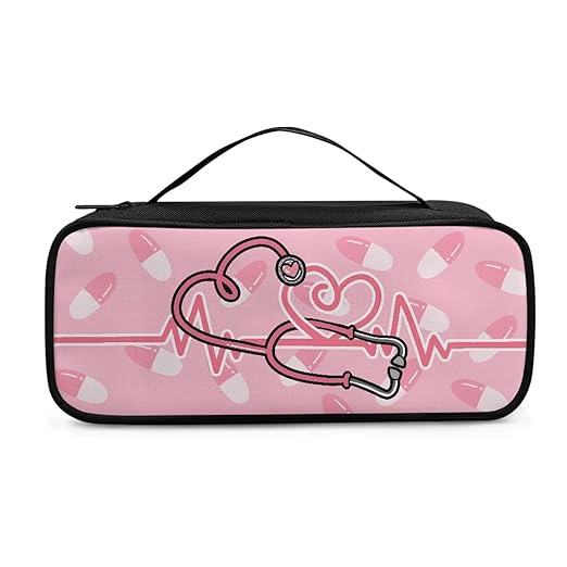 Gomyblomy Pink Stethoscope Case with Extra Room for Nurse and Doctors Lightweight Stethoscope Storage Bag with Handle Portable Stethoscope Holder Fit for Most Stethoscopes