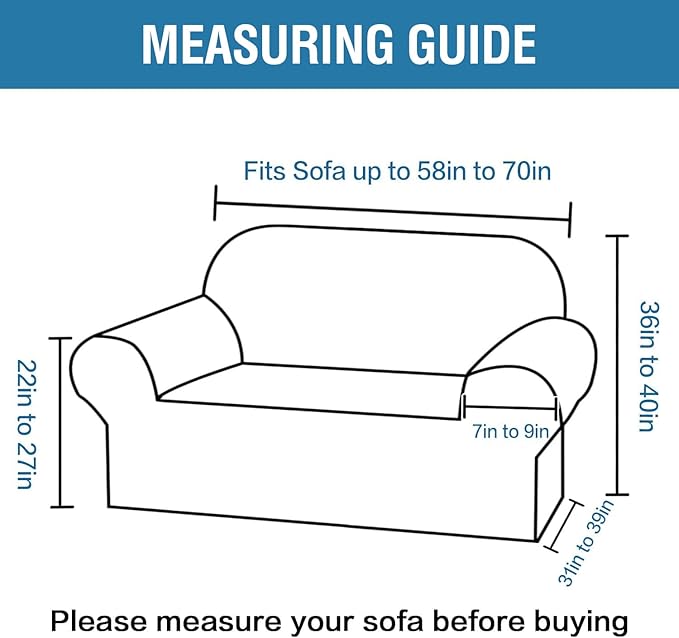H.VERSAILTEX Sofa Covers 1 Piece Stretch Couch Cover for Dogs Washable Anti-Slip Couch Slipcover Soft Love Seat Couch Covers Upgrade Thick Jacquard Fabric with Spiral Pattern(58"-70", Pale Oak)
