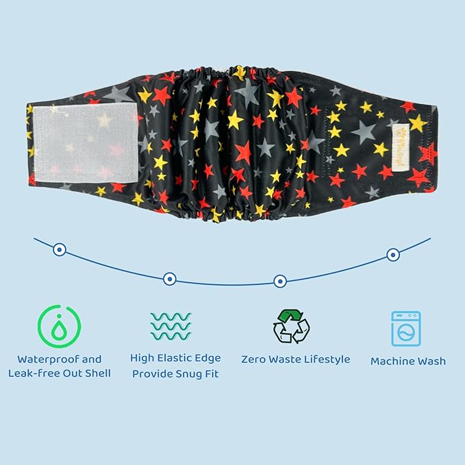 Male Dog Diapers Reusable High Absorbing Male Dog Belly Bands Washable with Cute Patterns 5packs (XXXL, 27” - 33” Waist)