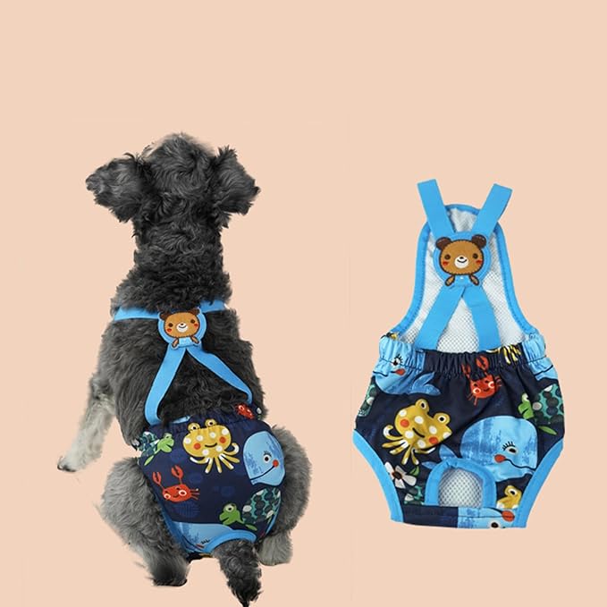 Dog Diaper Female | Washable Female Wraps with Suspender - Reusable Doggy Diaper - for Home Apartment Indoor Outdoor Travel Car Crate Kennel Yard Park Beach Camping