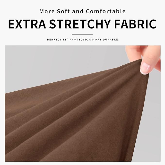 Easy-Going 100% Dual Waterproof 3 Pieces Oversized Loveseat Cover Stretch Soft Couch Cover for Dogs, Sofa Slipcover for 2 Separate Cushion Couch Leakproof Furniture Protector for Kids, Pets Brown