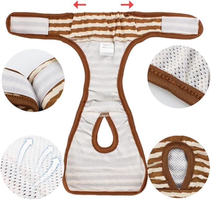 Didiseaon Pet Diapers with Tape, Washable Dog Diaper Sanitary Physiological Pants for Small Female Cat Dog Pet Clothes