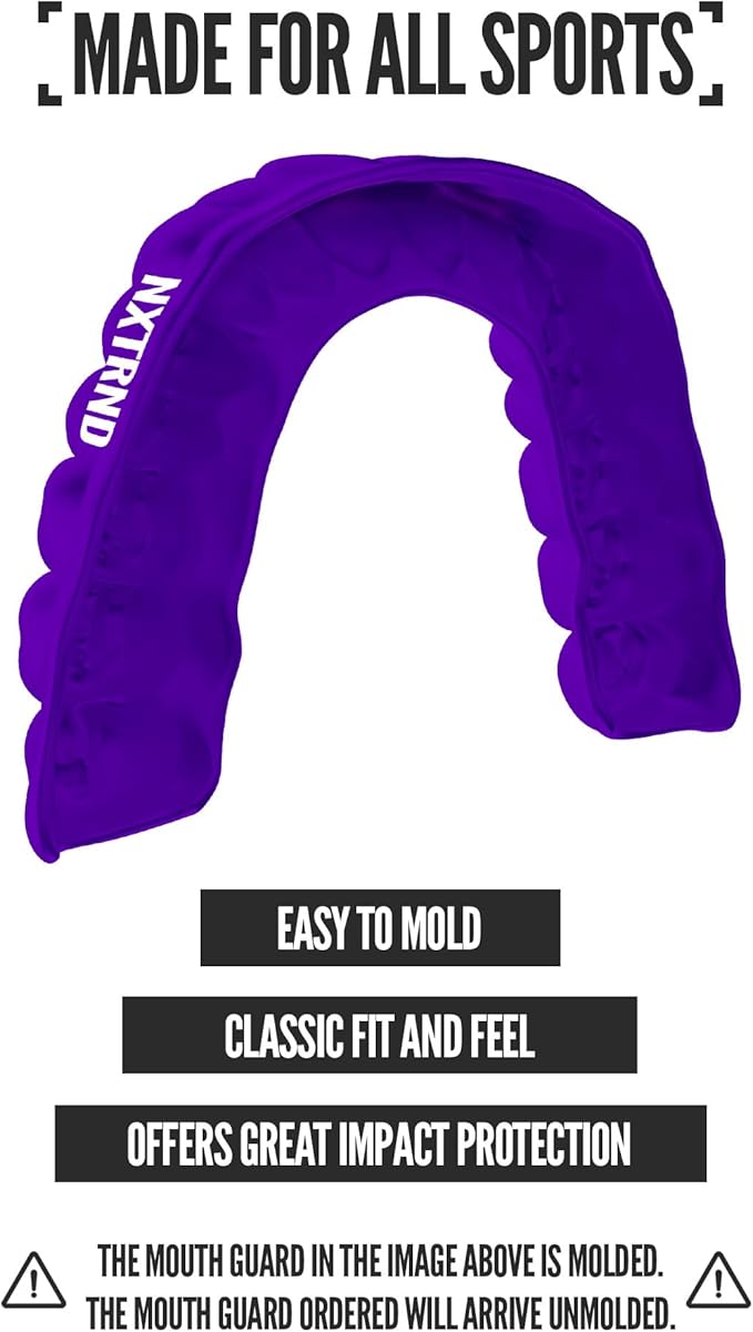 2 Pack Nxtrnd Classic Mouthguard, Custom Fit Sports Mouthpiece for Football, Boxing, MMA, Basketball, Hockey, Lacrosse, Youth & Adult (Purple)