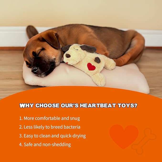BEVERLYSHARK Heartbeat Puppy Toy Soft Dog Anxiety Relief Calming Aid Plush Stuffed Animal with Heartbeat Pet Sleep Calming Aid Toys Dog Heartbeat Toy for Pet Dogs Cats (Yellow)