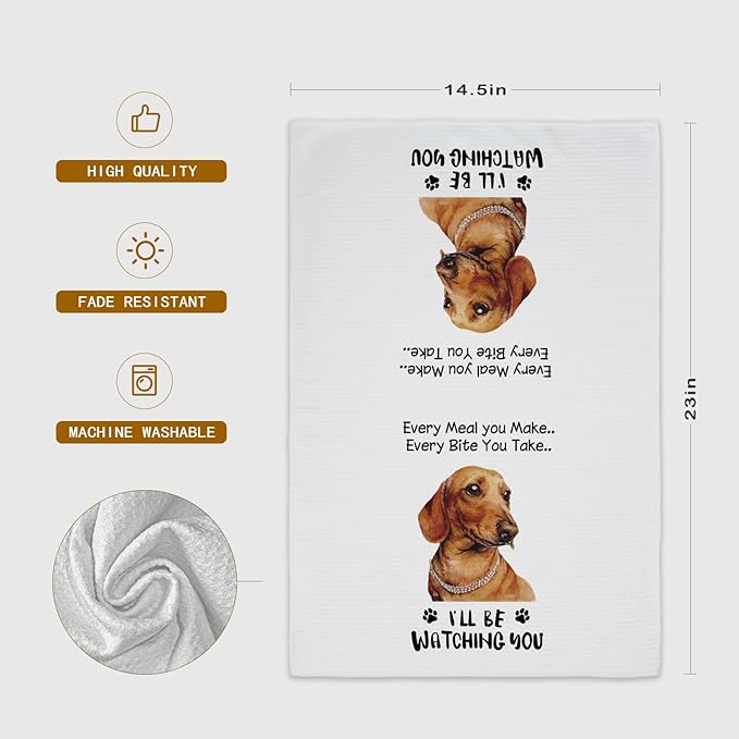 Funny Dachshund Dog Hand Towels for Kitchen, Dog Decorative Kitchen Towels, Dachshund Gifts for Women, Every Meal You Make Every Bite You Take Bath Decorations and Accessories, 16x24 Inches