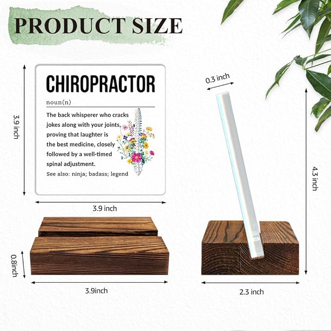 Chiropractor Definition Acrylic Sign with Wood Stand, Spine PT Top Chiropractor Gifts, Chiropractic Sign Gifts, Funny Office Living Room Desk Plaque Decor for Spine Doctor