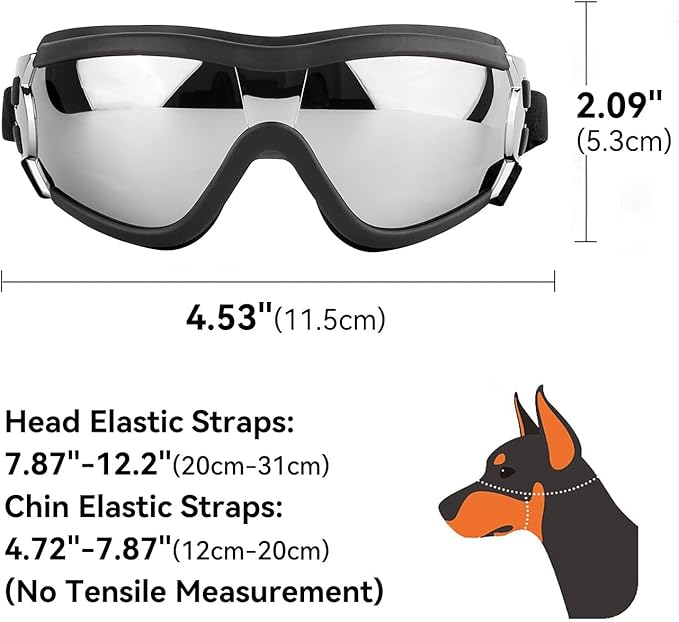 Dog Goggles Medium Breed with UV Protection Windproof Anti-Fog Dog Sunglasses Clear View Dog Glasses for Walks/Car Rides/Motorcycle Riding/Bike Riding, Medium