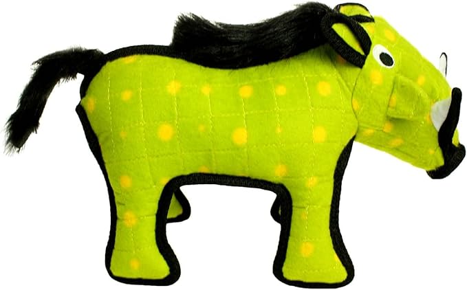 TUFFY - World's Tuffest Soft Dog Toy - Desert Warthog Green- NO Squeakers - Multiple Layers. Made Durable, Strong & Tough. Interactive Play (Tug, Toss & Fetch). Machine Washable & Floats