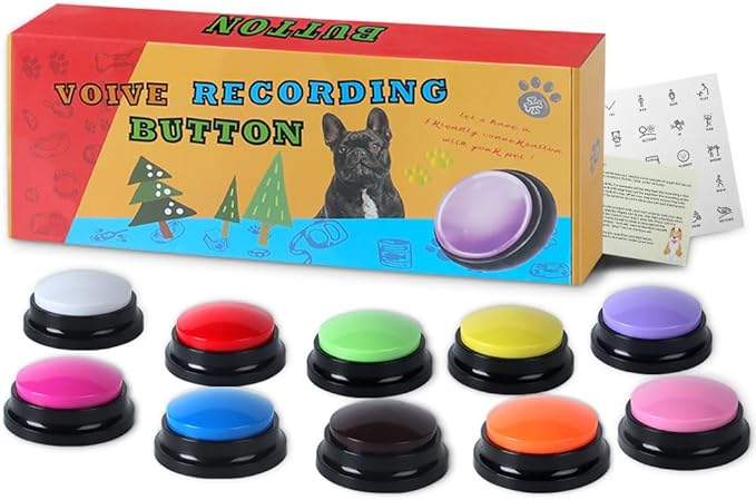 Voice Recording Button, 30 Second Record Button for Dog Pet Interactivity, Gift for Friend, Family,10 Color Have Coffee and White