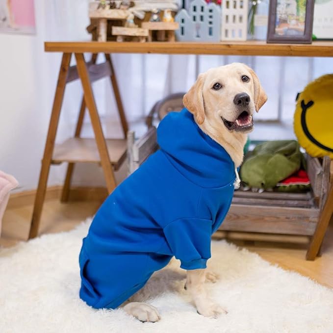 KOOLTAIL Dog Hoodie for Large Medium Small Dogs,Soft and Warm Pet Sweater with Leash Hole and Pocket Boy Girl,Puppy Fall Winter Jacket Clothes,French Pitbull Cold Weather Coat Sweatshirt,Blue L