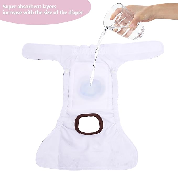 CuteBone Dog Diapers Female 3 Pack Reusable Doggy Diapers with One Suspender for Small Medium Large Dog Period BDD04M