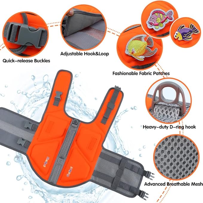 Dog Life Jacket, Good Visibility Dog Life Vests for Swimming with Reflective Stripes and Rescue Handle, Pet Flotation Vest Suit for Small Medium and Large Dogs, Medium