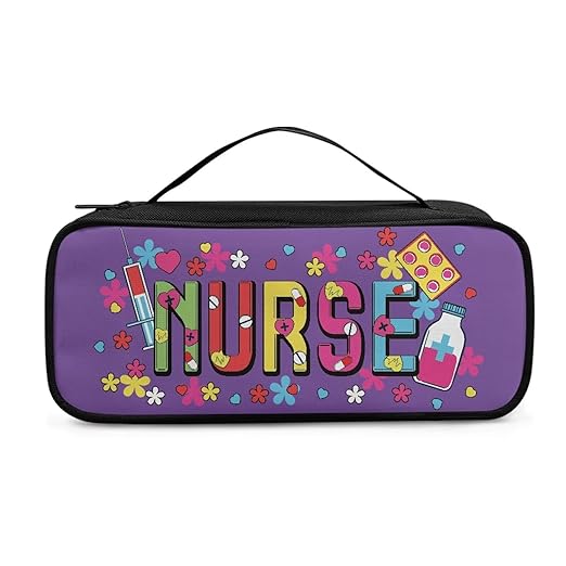 Gomyblomy Purple Floral Stethoscope Case with Extra Room Lightweight Stethoscope Holder Storage Pouch Compatible with Most Stethoscopes, Daisy Print Stethoscope Bag for Nurses