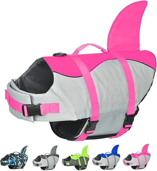 Doglay Dog Life Jacket Shark, Ripstop Dog Life Vests for Swimming Boating with High Buoyancy and Rescue Handle, Adjustable Dog Life Jacket Pet Flotation Vest for Small Medium Large Dogs