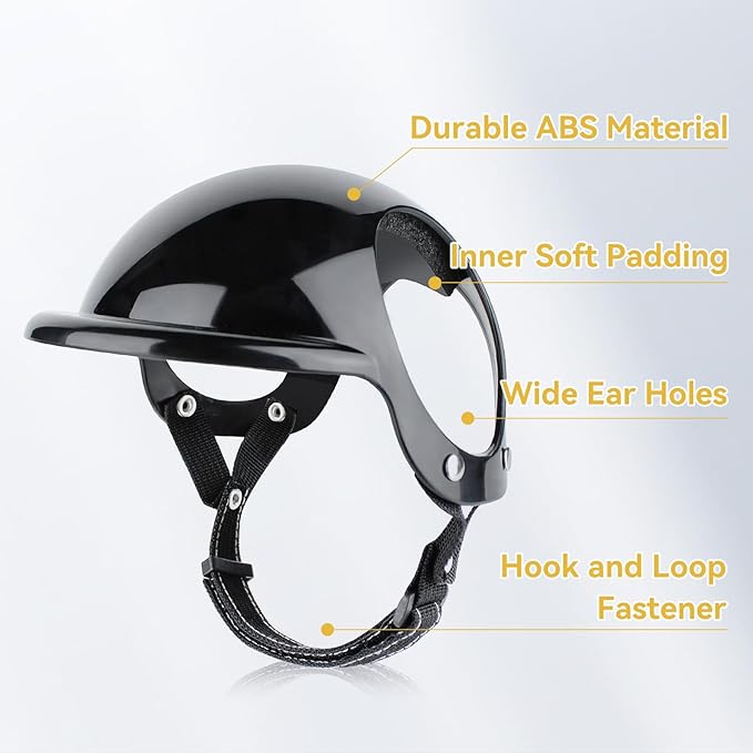 PETLESO Extra Small Dog Goggles and XSmall Dog Helmet, 2Pcs Anti-UV Doggy Sunglasses Cat Motorcycle Protecetive Helmet Set, Chihuahua Safety Hard Hat Outdoor Head & Eyes Protection, White XS