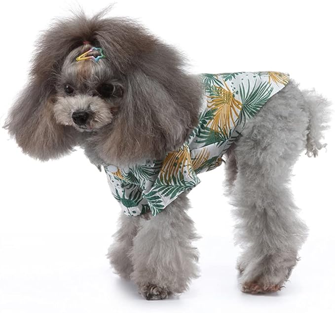 Tangpan Summer Pet Daisy Hawaiian Beach Plaid Print Shirts Clothes for Dog S05 White M