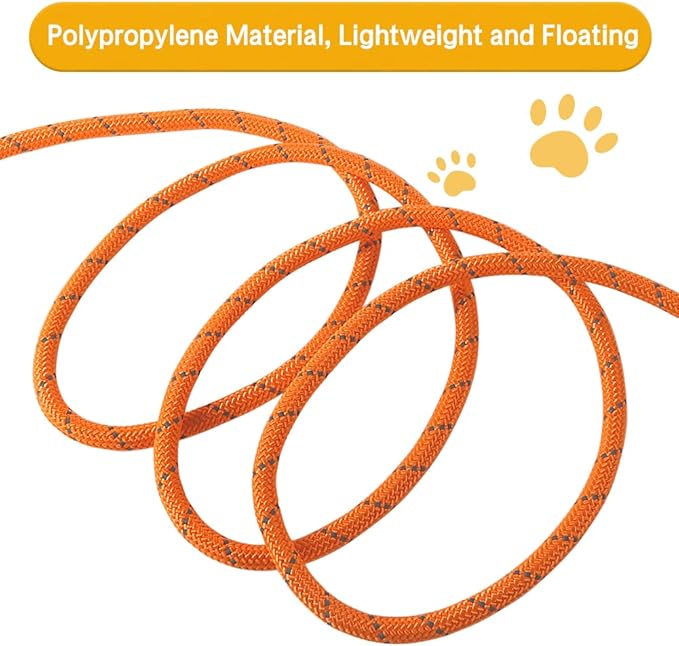 Vivifying Long Dog Leash, 32ft Reflective Dog Training Leash for Outside and Yard, Floating Long Line Lead with Soft Handle for Camping, Hiking, Swimming, Beach and Lake (Orange)