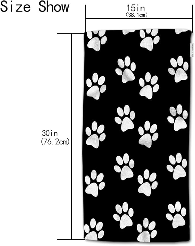 HGOD DESIGNS Dog Pow Hand Towels Dog Paw Prints Black White Soft Hand Towel for Bathroom Kitchen Yoga Gym Decorative Towels 15"X30"