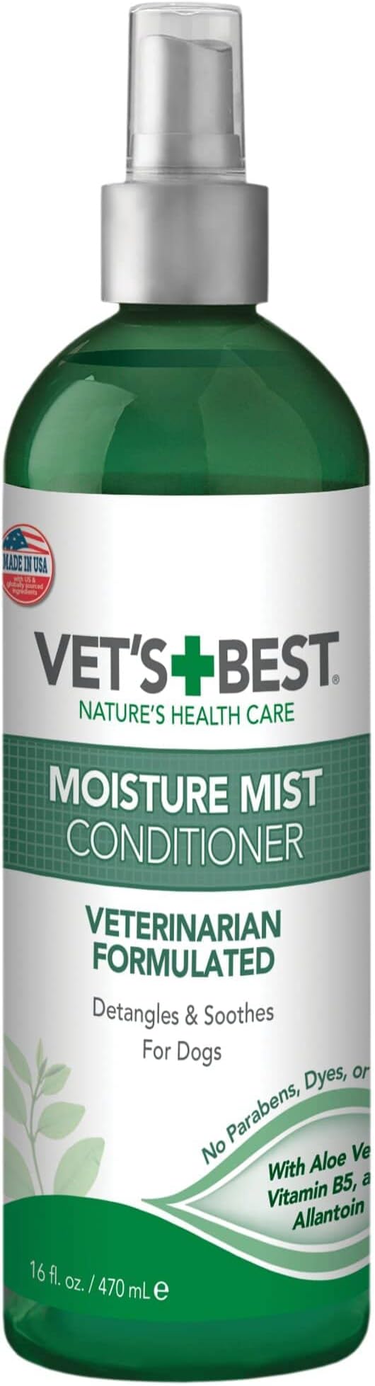 Vet's Best Moisture Mist Dog Dry Skin Conditioner| Dog Conditioner and Detangler Spray | Relieves Itchy Skin, Refreshes & Soothes | 16 oz