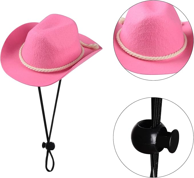 choyaxo Dog Cowboy Hat Dog Cowboy Costume for Small Pet Dogs Cat Cowboy Hat with Bandana Scarf Set Party Accessories (Pink, Large)